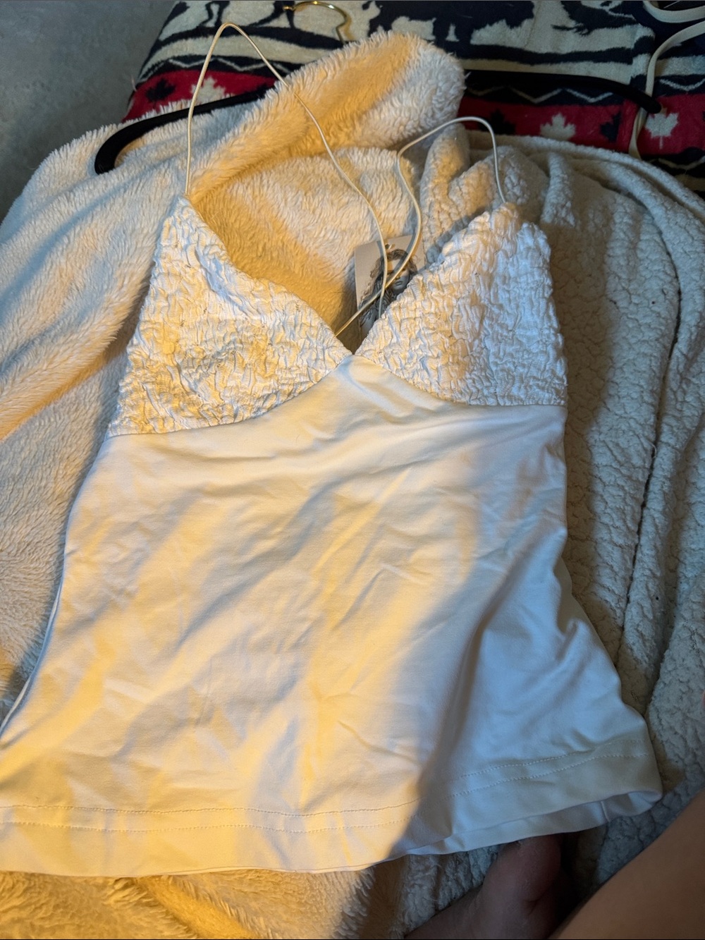 XOXO White Lace-Trim Camisole
